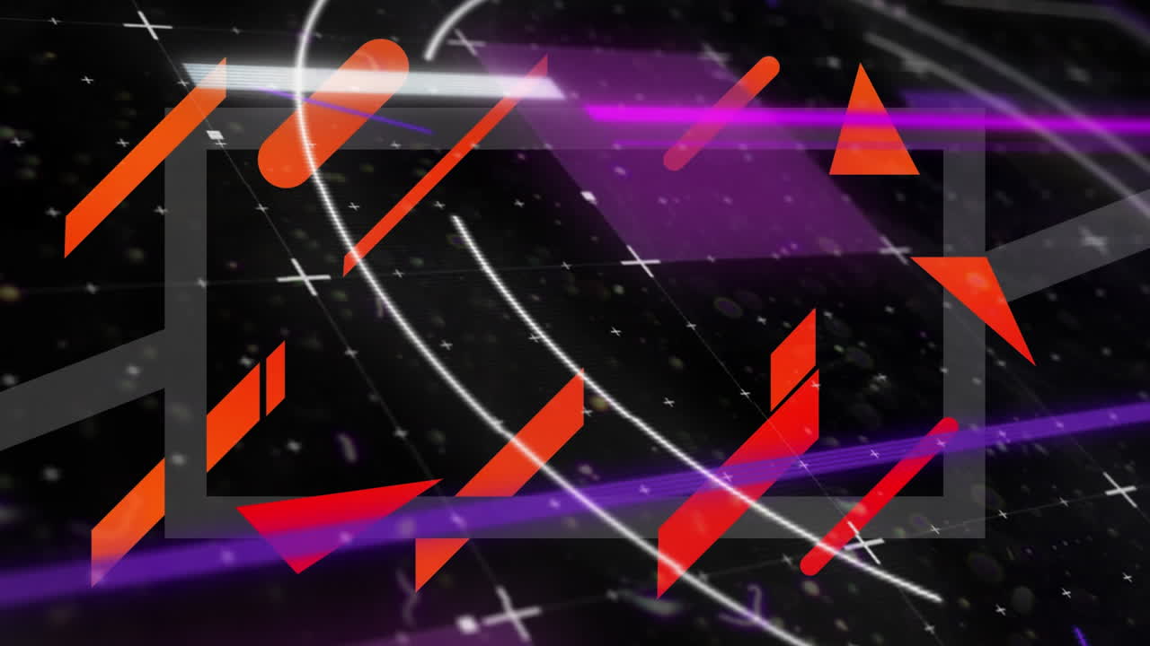 animación del procesamiento de datos y formas sobre fondo negro