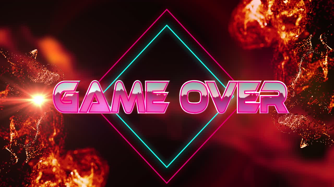 animación del juego sobre banner de texto sobre punto de luz y ondas digitales rojas contra fondo negro.