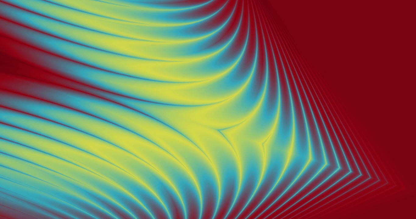 Abstract Fractal Animation with Flowing Yellow and Blue Curves
