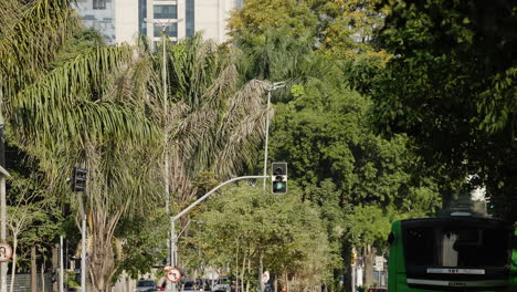 traffic light opening in a busy street of a big city