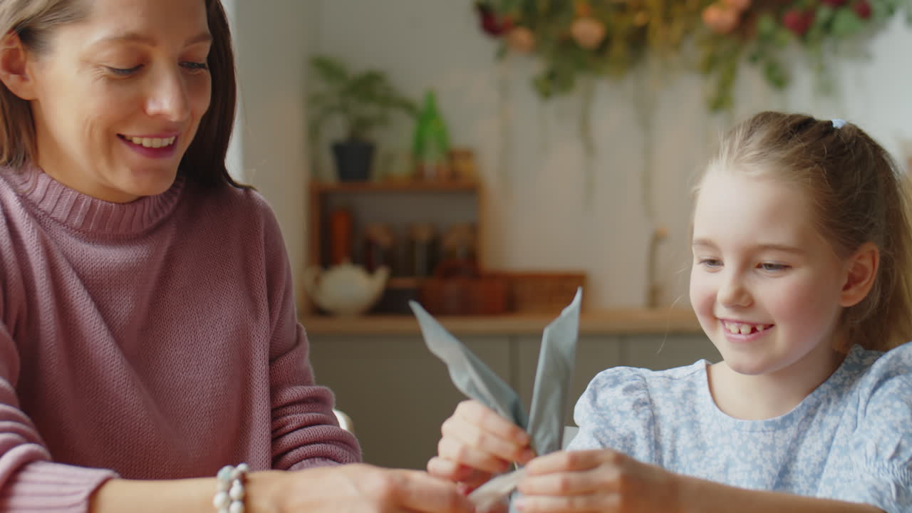 Mother and Daughter Enjoying Easter Preparation