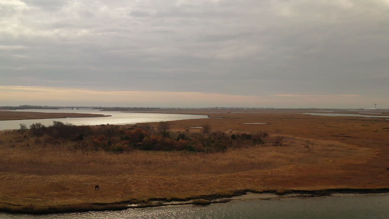 Panoramic View of Wetlands and Estuary on an Overcast Day