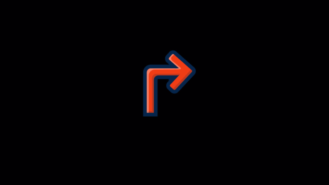 Animated Right Turn Arrow Icon on Black Background