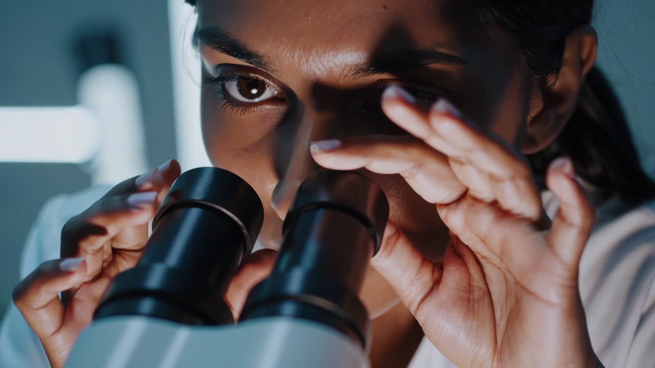 científico mirando a través de un microscopio en un laboratorio