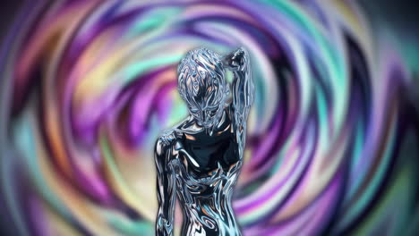 metallic woman figure on abstract background