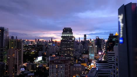 downtown bangkok city skyline sunset to blue hour timelapse