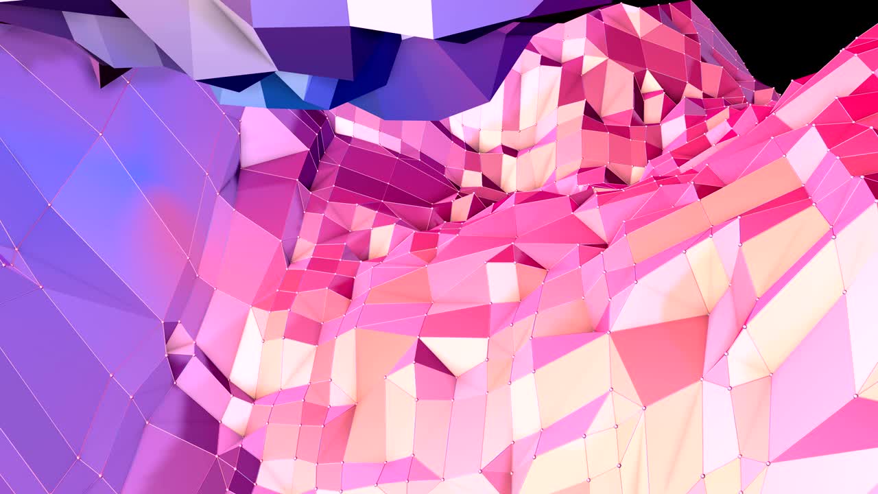 fondo de movimiento poli bajo geométrico suave con polígonos rojos azules puros. abstracto simple azul rojo baja superficie poli 3d como telón de fondo espacial. fondo de bucle sin costuras 4k fullhd con gradiente azul rojo