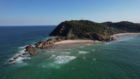 Little-Wategos-Beach-In-New-South-Wales,-Australia-At-Daytime---aerial-shot