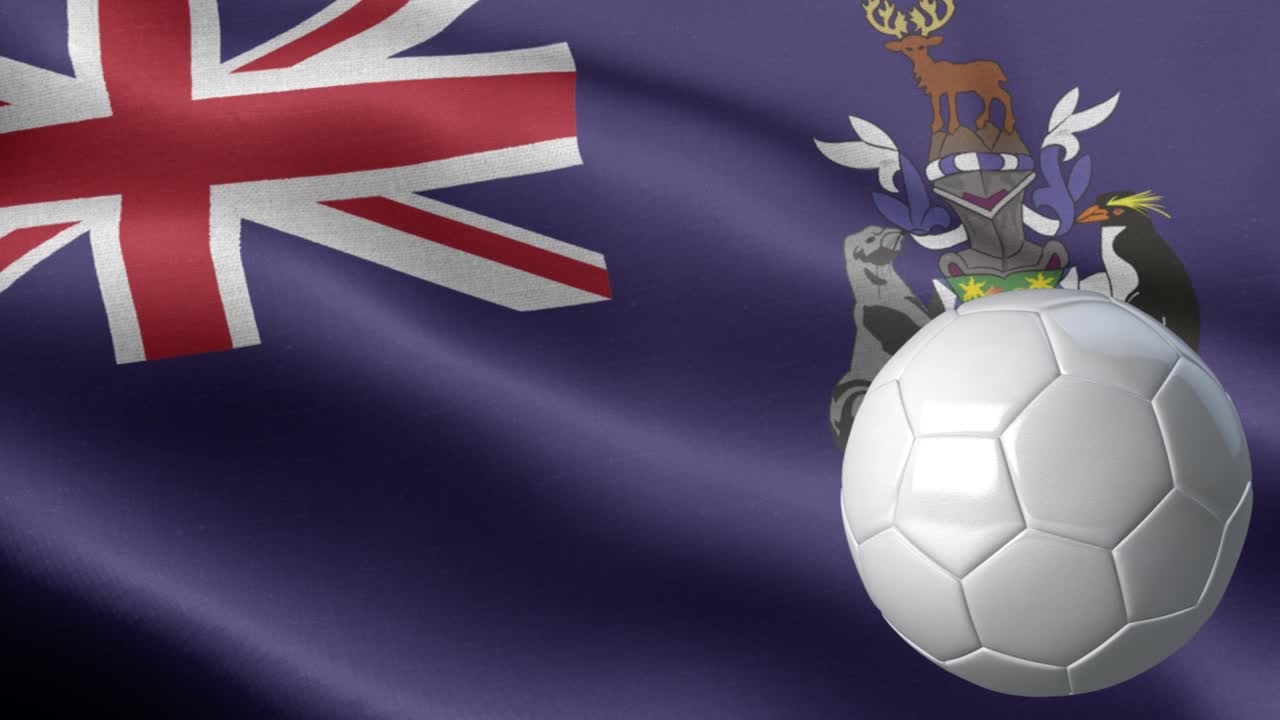 사우스 조지아와 사우스 샌드위치 제도의 발과 축구공 - 사우스 조지아 및 사우스 샌드비치 제도의 국기 높은 세부 사항 - 국가 발 사우스 조지아과 사우스 샌드 위치 제도의 파동 패턴 루프 가능한 요소 - 축구공과 발