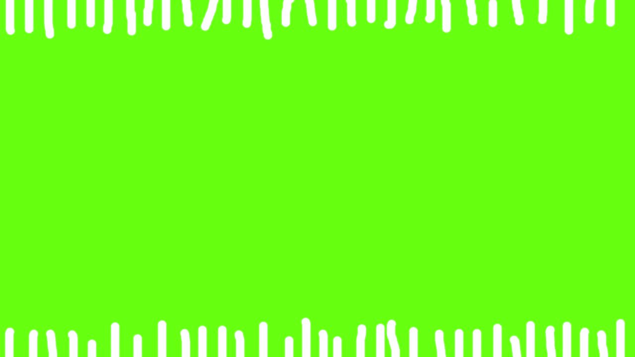 Green screen background with white short strokes on top and bottom.