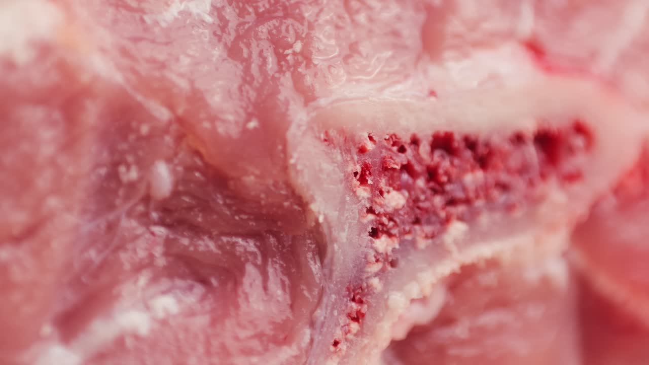 Close-up view of raw pork ribs