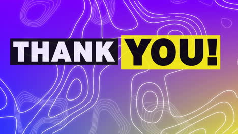animation of thank you text over colourful shapes moving