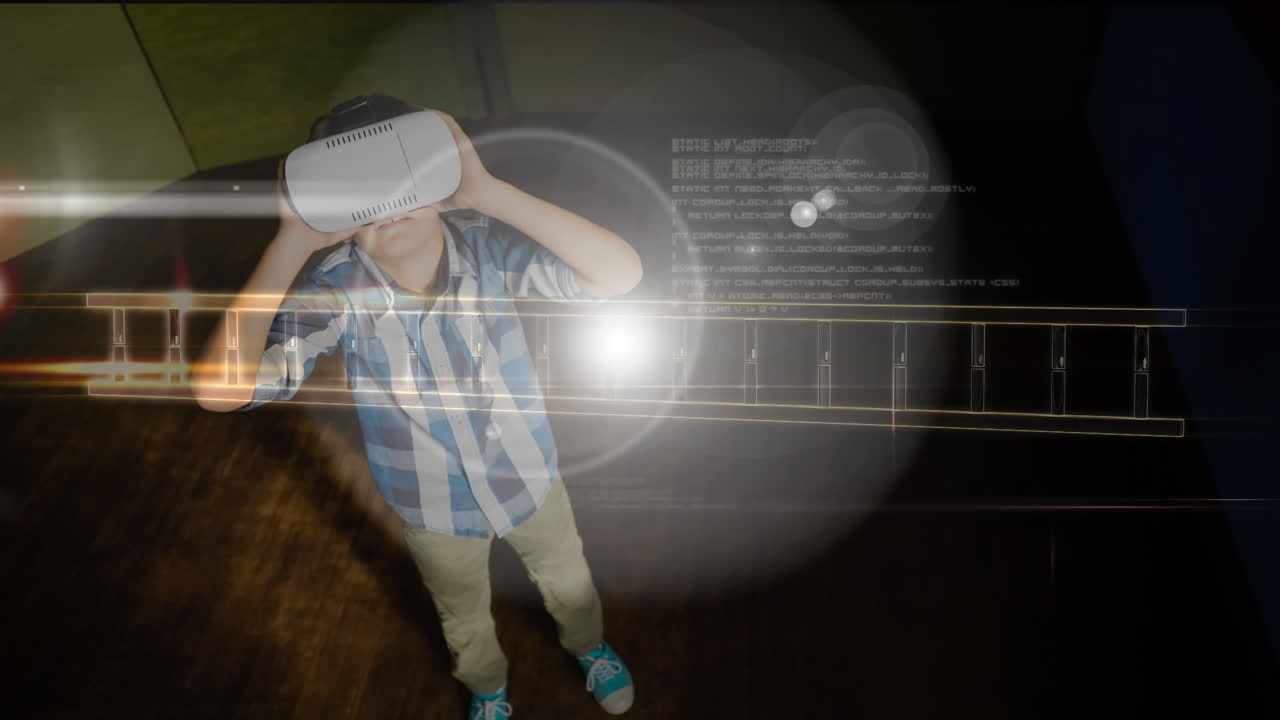 video generado digitalmente de un hombre usando auriculares de realidad virtual 4k