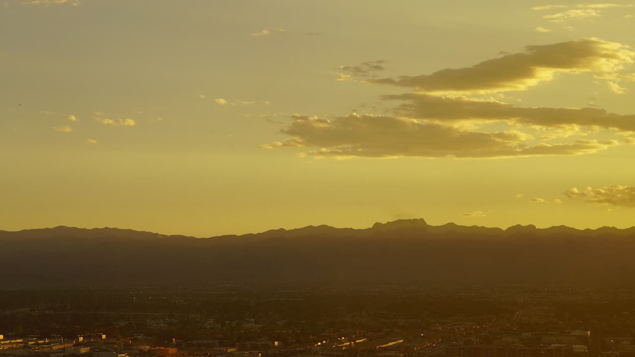 Sunset Over Las Vegas with Mountains in the Background