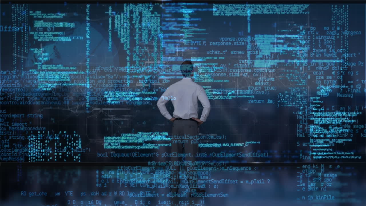 Businessman looking at futuristic screen