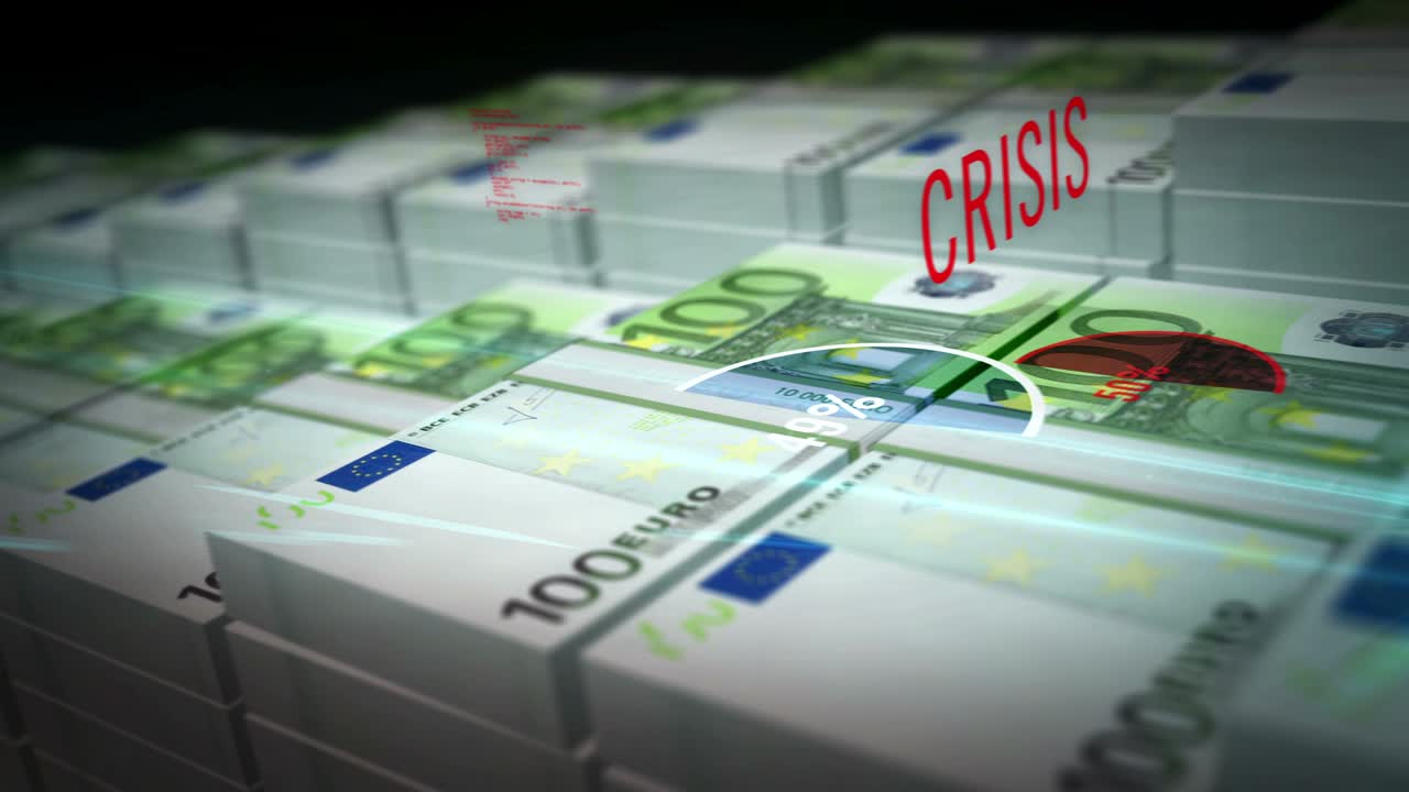 유로 위기 및 경기 침체: 지폐  루프 애니메이션