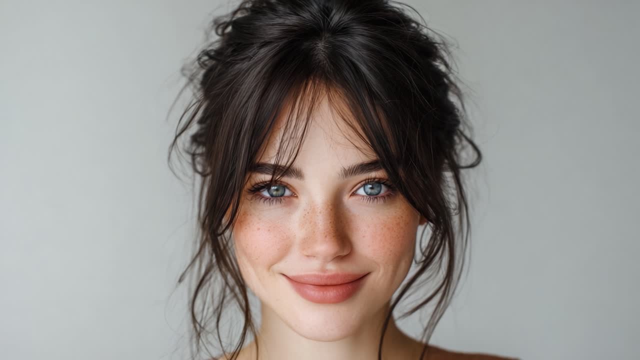 A captivating transformation captured in two frames, showcasing a young woman's radiant smile and expressive eyes, reflecting confidence and beauty in each moment
