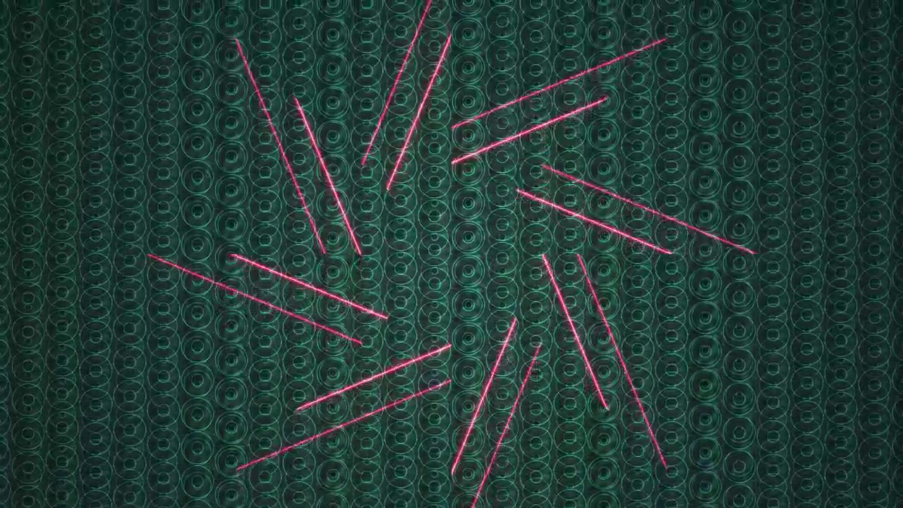 Linee Astratte al Neon Rosa Rotanti su Sfondo Geometrico Scuro