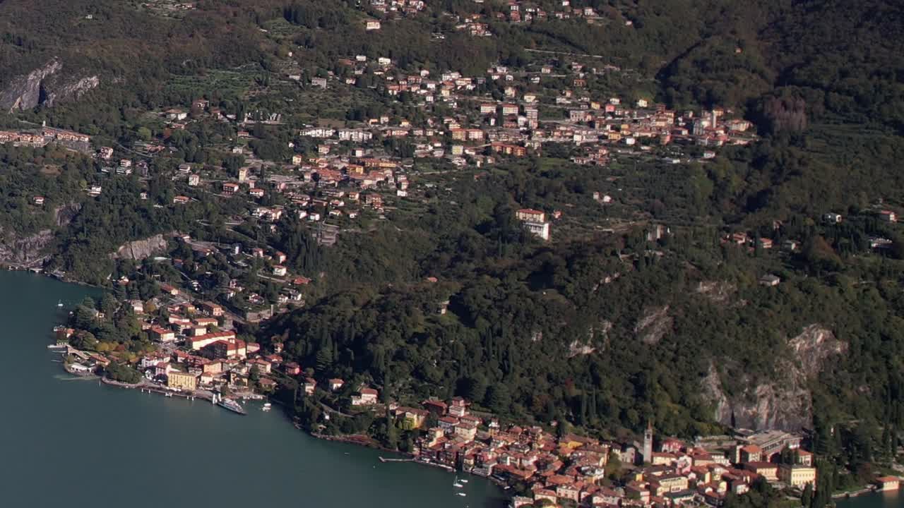 Majestic aerial view of Italy's Alpine landscape and lakeside towns