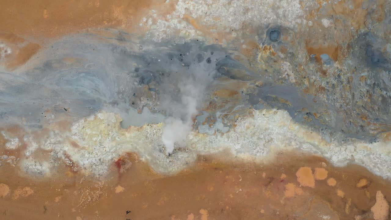 Campo geotermico di Landmannalaugar in Islanda con video drone dall'alto che scende