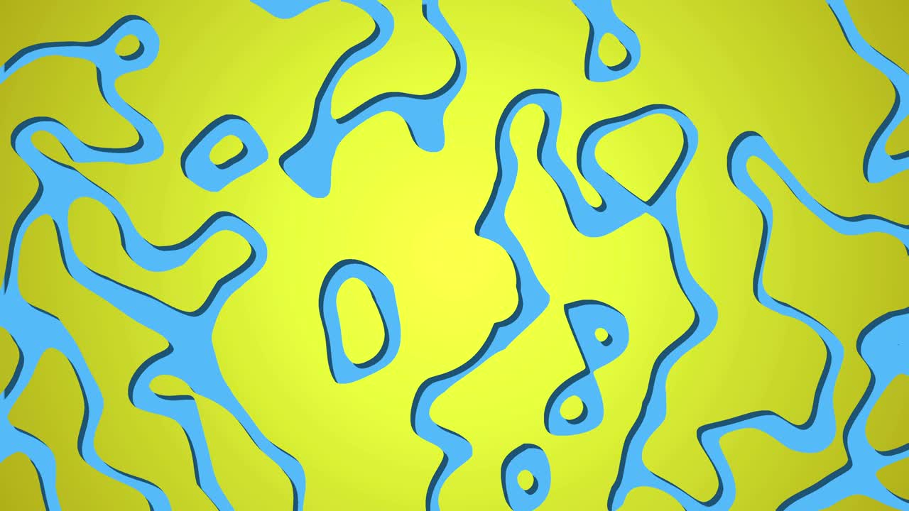 abstract ink line loop motion background blue yellow