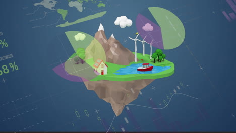 animación del procesamiento de datos sobre la tierra
