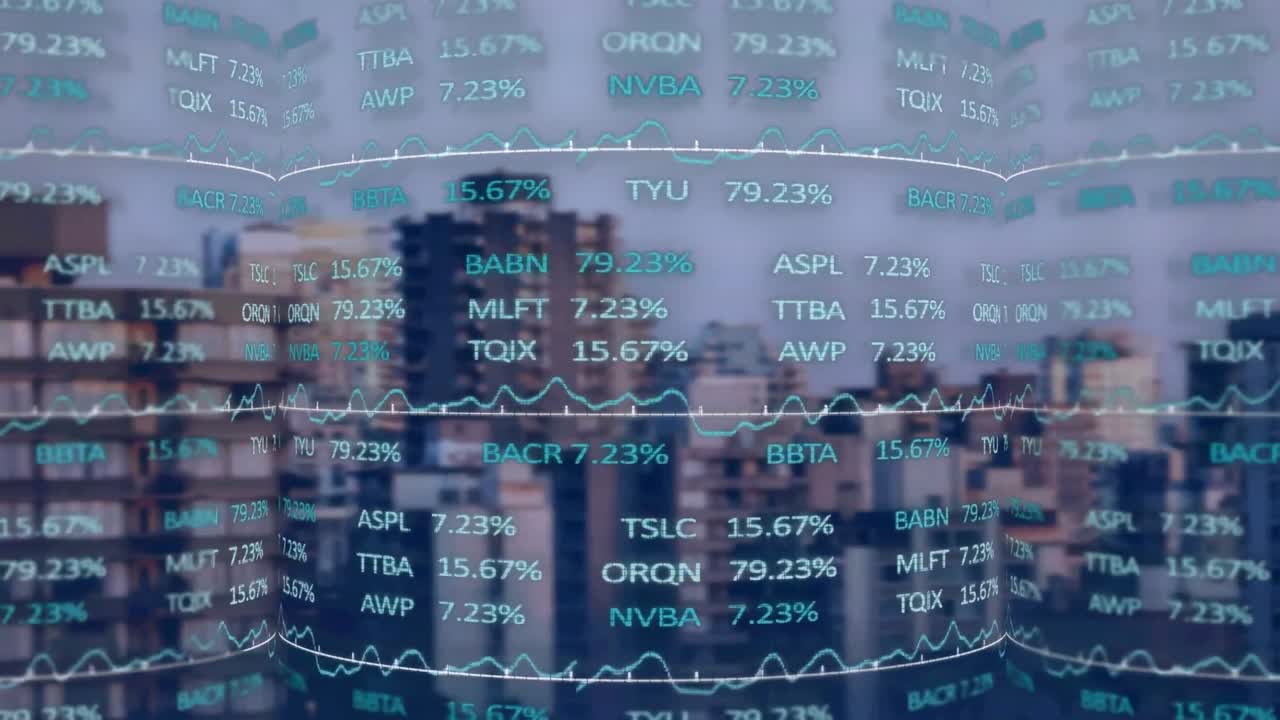 animación de diversos datos sobre el distrito financiero de la ciudad