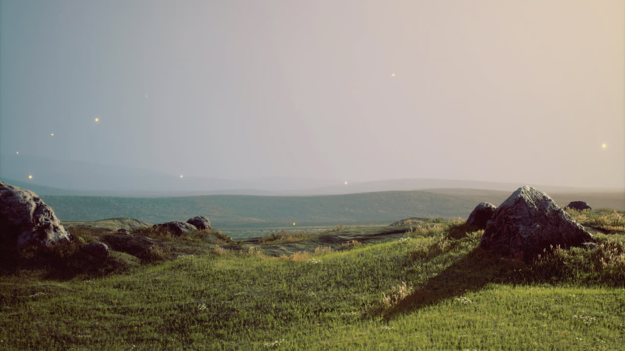 спокойный горный луг на рассвете