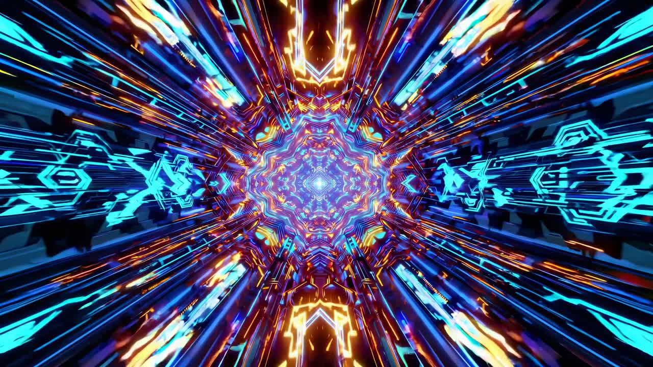 Glowing Neon Tunnel Kaleidoscope