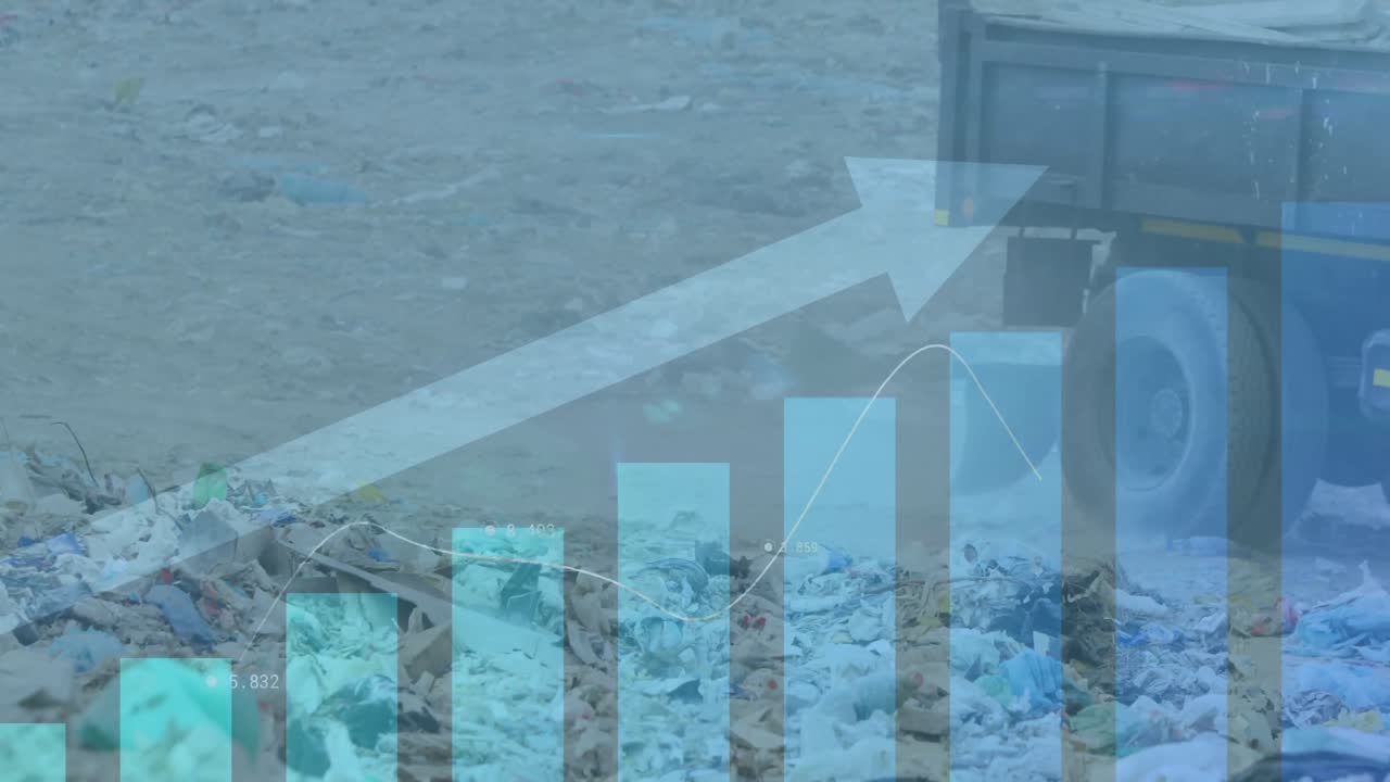 쓰레기 매립장 위에서 금융 데이터 처리의 애니메이션