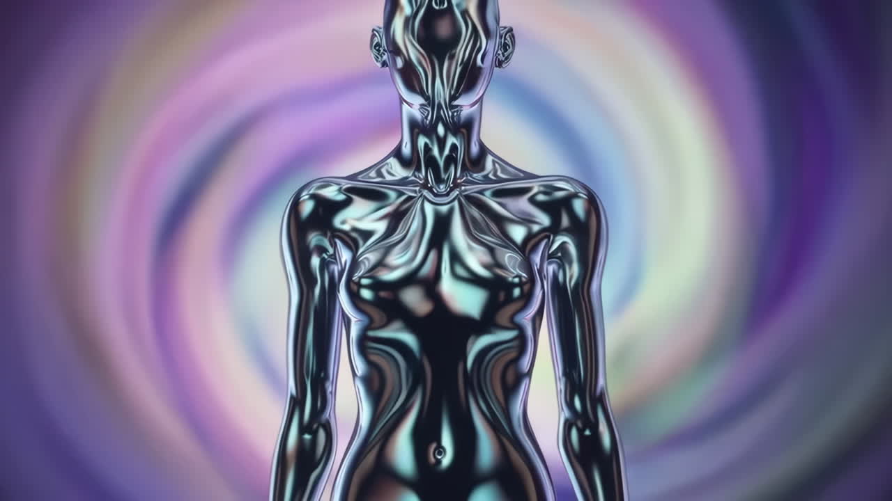 Metallic Female Figure in Abstract Background