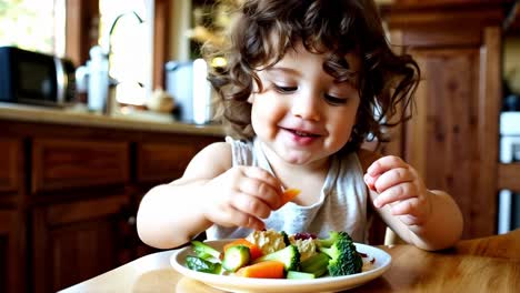 toddler eating healthy vegetables