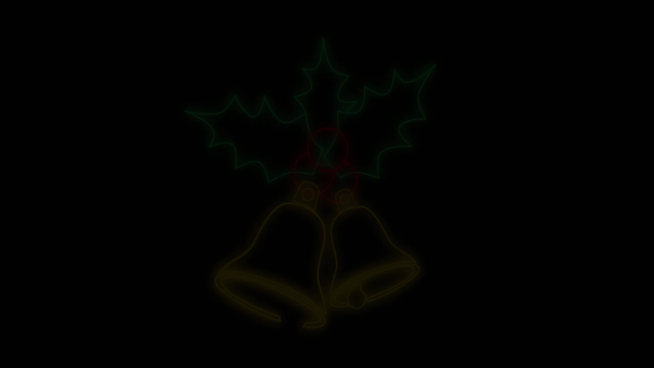 검은 바탕에 네온 크리스마스 종의 애니메이션