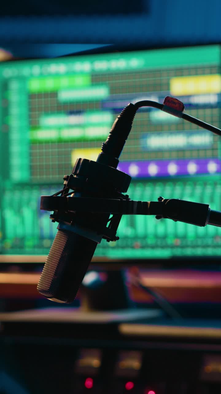 Studio Microphone with Digital Audio Workstation Software on Screen