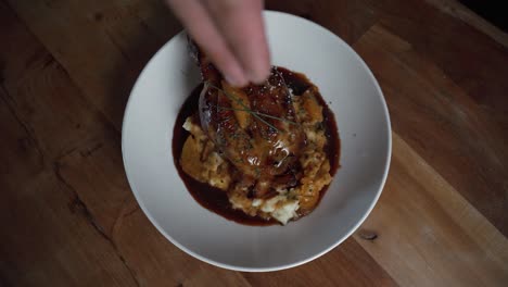 tasty symphony of pork shank and mashed potatoes: indulge in a luxurious gourmet experience with our captivating combination of succulent pork shank and creamy mashed potatoes