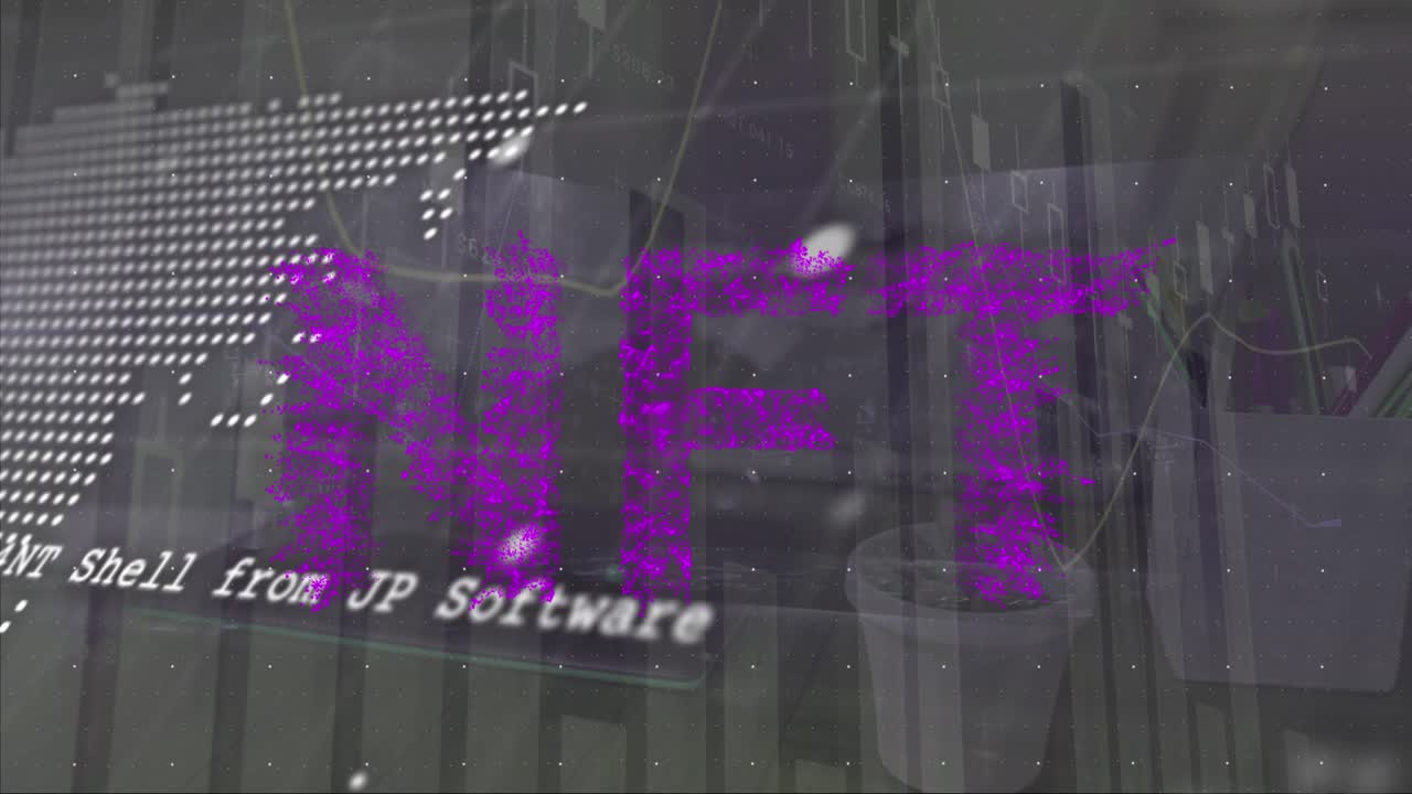 Animation of nft text over data processing