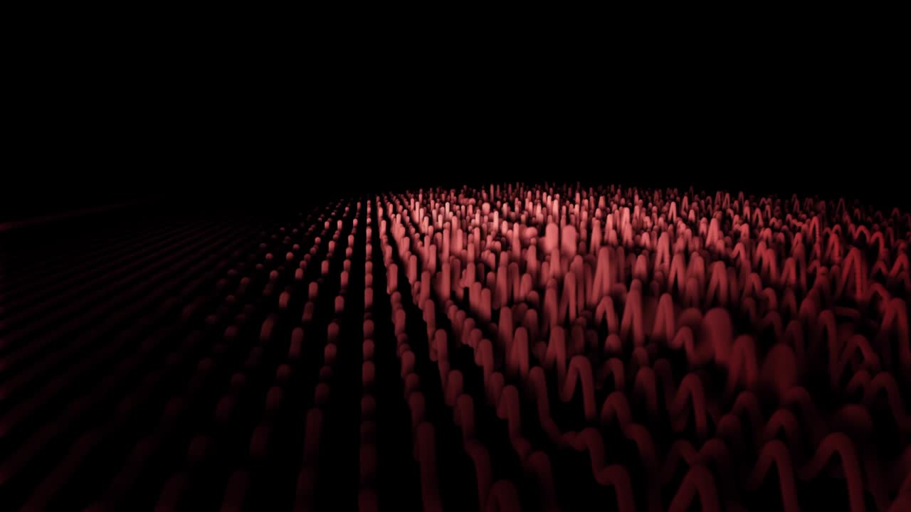 Abstract colorful gradient animation on a blackbackground. Motion of red geometric patterns, which flow like a wave