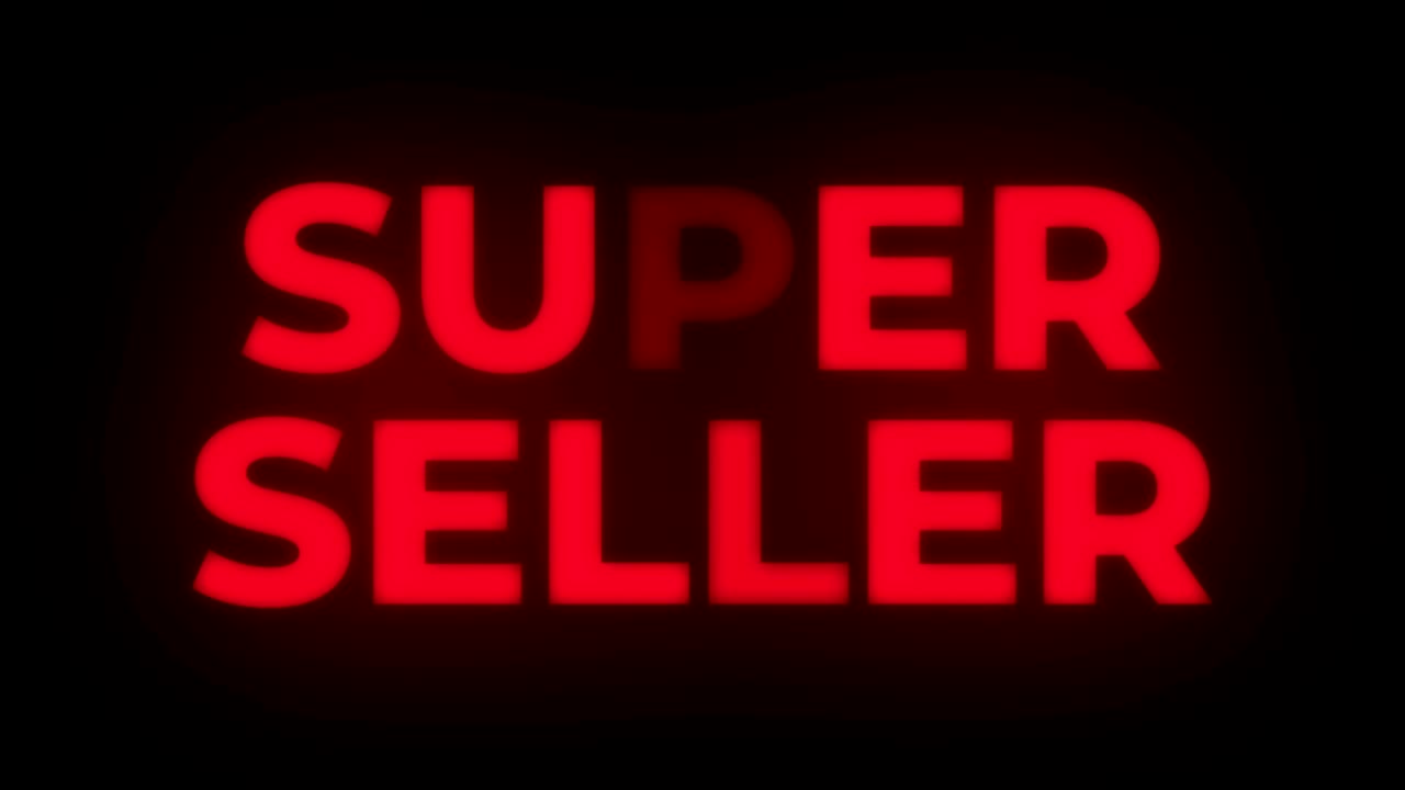 super vendedor de texto parpadeante muestra bucle promocional.