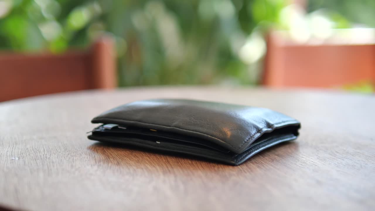 Wallet on a wooden table