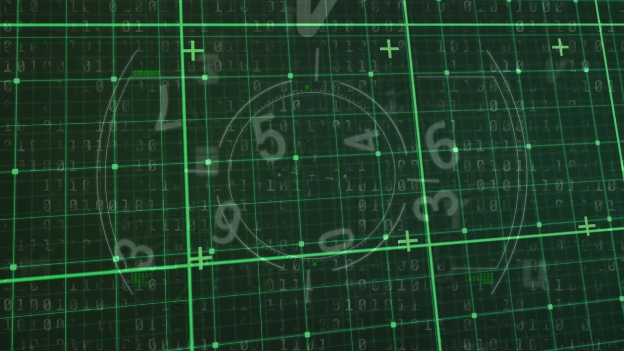 Animation of data processing on green background with numbers