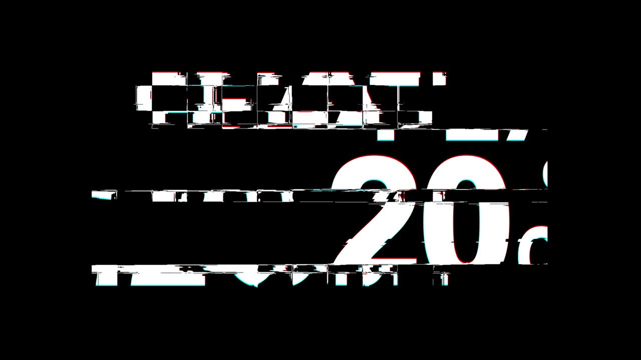 20% de descuento en el efecto de glitch, texto plano, distorsión de televisión digital, animación en bucle 4k.