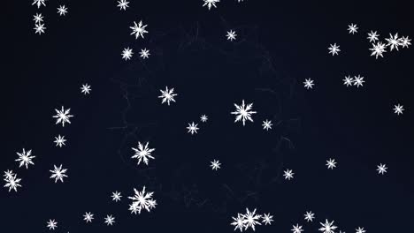 Animation-of-snow-falling-over-black-background