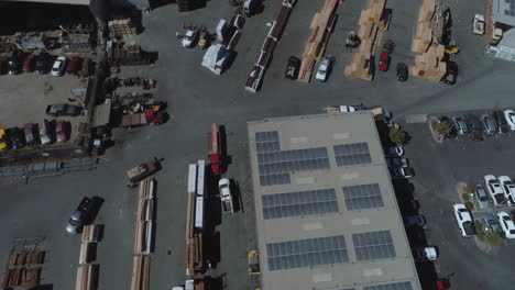 aerial shot of a large active lumber yard