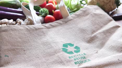 reusable shopping bag with vegetables