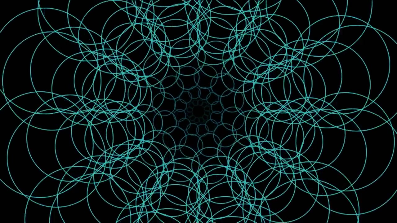 Animação Geométrica Abstrata de Círculos Ciano Pulsantes
