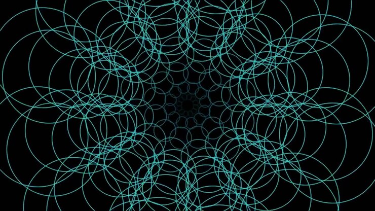 Animação Geométrica Abstrata de Círculos Ciano Pulsantes