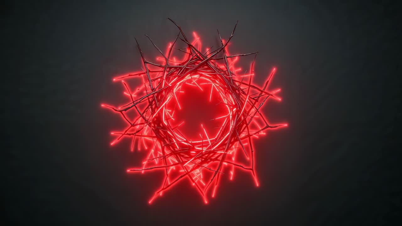 Cerchio rosso astratto e luminoso con rami