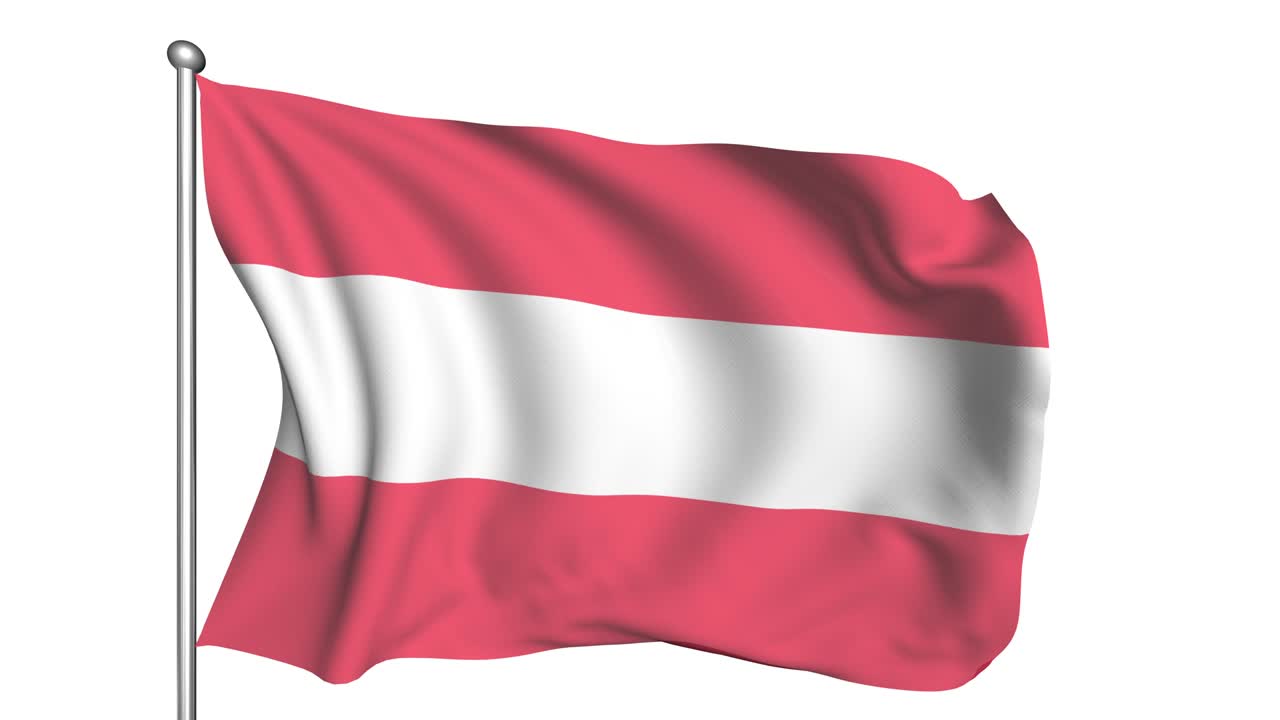 bandera de austria en el viento (canal alfa, semitransparente, en bucle)