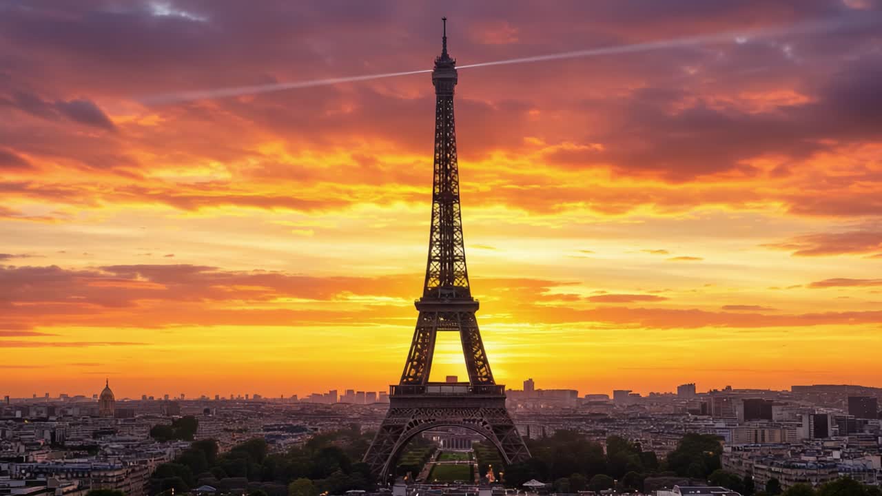 A Stunning Transformation of the Eiffel Tower: From Sunset Hues to Nighttime Illuminations in a Captivating Visual Journey