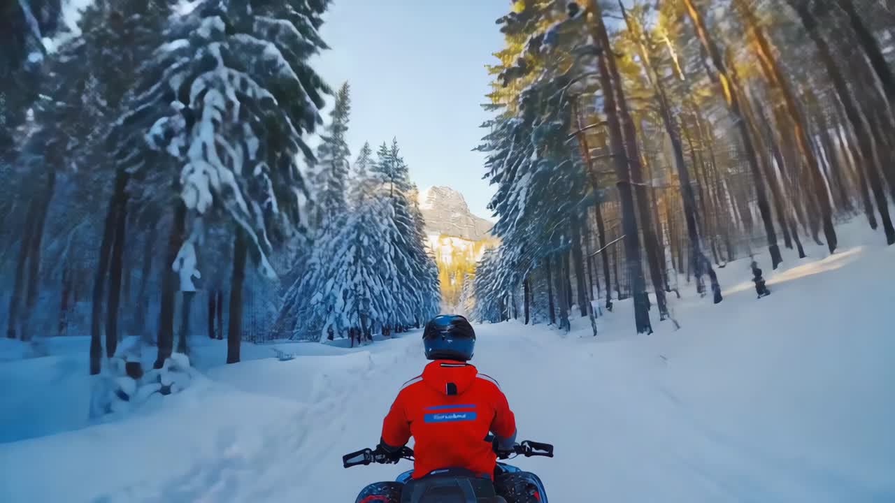 Karlı ormanda ATV yolculuğu